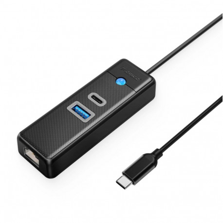 Orico Orico PW3UR25-C3 3-port USB Hub 1x USB-A 3.0 1x USB-C 3.0 1x RJ45 2.5G Ethernet 0.15 m - Black