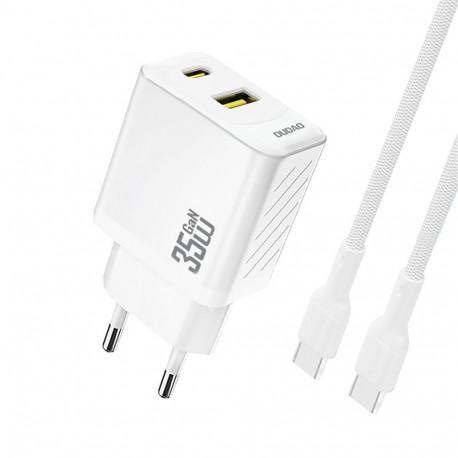 Dudao Dudao A27MaxCEU PD QC 35W USB-A USB-C Wall Charger with USB-C Cable - White