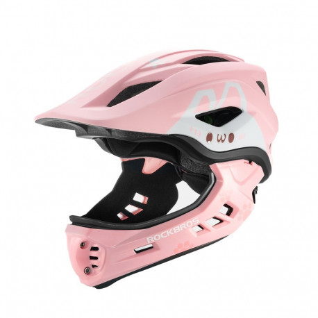 Rockbros Rockbros TT-32001 Rabbit Children's Bike Helmet with Detachable Chin Size S (48-52) - Pink