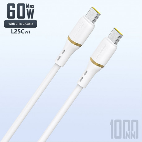 Dudao Dudao L25C USB-C - USB-C Silicone Cable 60W 1m - White
