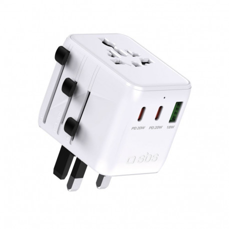 SBS SBS Travel Adapter 2xUSB-C 1xUSB-A Universal - White
