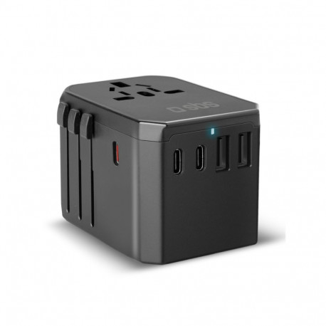 SBS SBS Universal GaN Travel Adapter 70W 3xUSB-C 2xUSB-A with Case - Black
