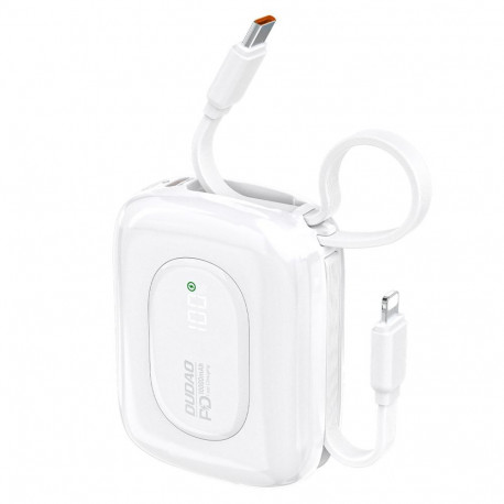 Dudao Dudao K32 22.5W 10000 mAh Powerbank with Built-in USB-C/ Lightning Cable - White