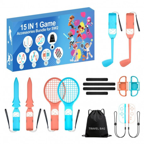 Hurtel Nintendo Switch 15-in-1 Family Accessory Pack 2 - Orange and Blue Set