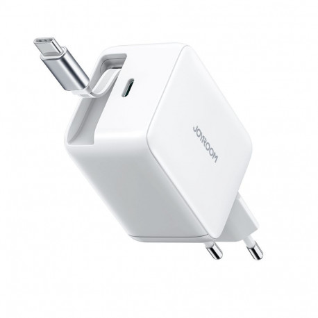 Joyroom Joyroom JR-TCL06 67W GaN Wall Charger with Built-in Retractable USB-C Cable - White