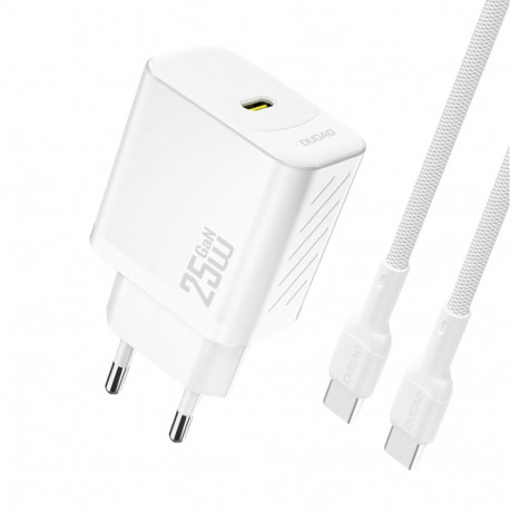 Dudao Dudao A27CEU PD 25W GaN USB-C Wall Charger with USB-C Cable - White