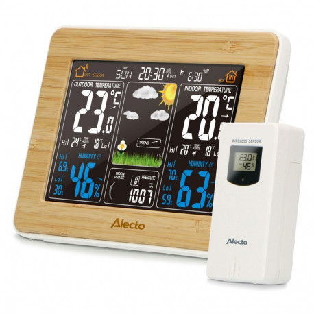 Alecto WS-1560 Wetterstation mit Funksensor Bamboo