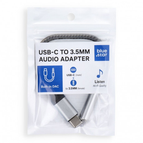 Blue Star adapter AUX Type C (male) to Jack 3,5 mm (female) - gray