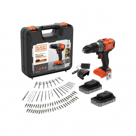 Black & Decker lööktrell BCD383D2XKA-QW 18V 2x 2.0Ah akut laetuse indikaatoriga 1A laadija ja 80 tar
