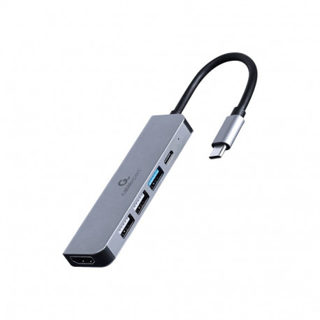 GEMBIRD A-CM-COMBO5-03 Multi Port Adapter USB Type C 5in1 Hub + HDMI + PD
