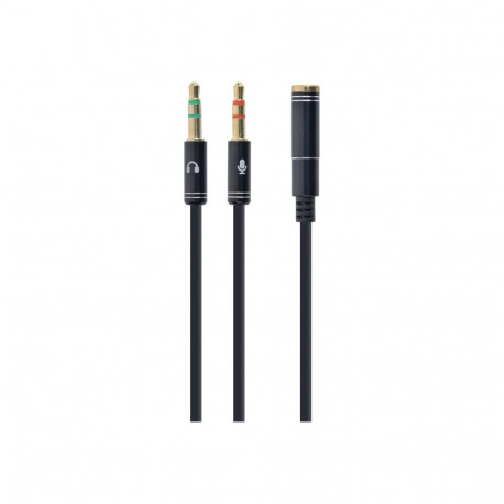 GEMBIRD CCA-418M 3.5mm 4-pin socket to 2x3.5mm stereo plug adapter cable metal black