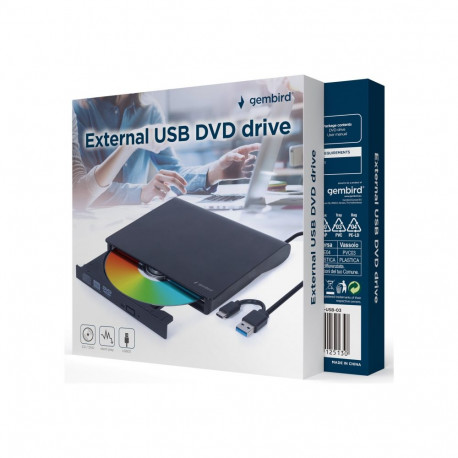 GEMBIRD väline USB DVD/CD-draiv USB 3.1, must