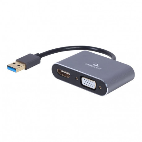 GEMBIRD A-USB3-HDMIVGA-01 USB to HDMI + VGA display adapter space grey