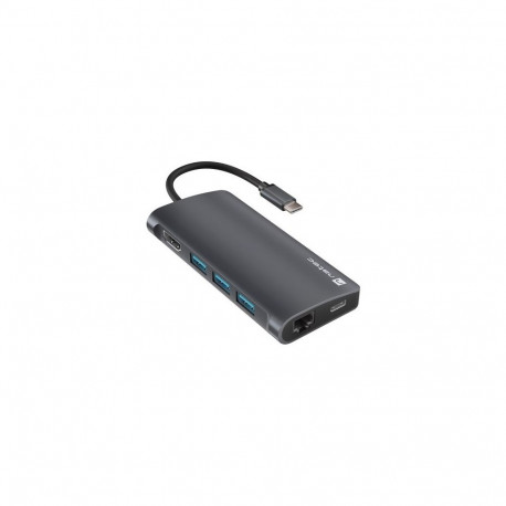 NATEC mitme pordiga adapter FOWLER 2 V2 USB-C 8-ühes jaotur, USB 3.0 3×, HDMI 4K, USB-C, RJ45, SD, m