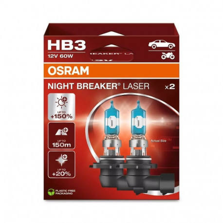 Bulb (Set of 2) HB3 12V 60W P20D Up To 150m. Light Beam Length, Up To 150% More Brightness, Up To 20