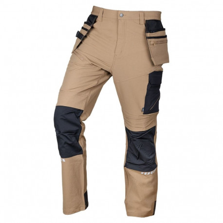 Tööpüksid Mix&Match 4 way stretch, kabuuridega, Cordura, XL, beež-mustad
