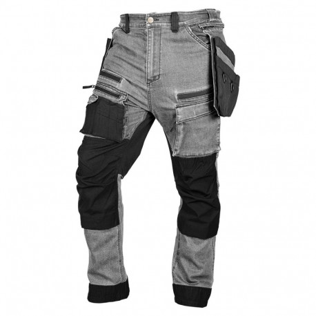 Tööpüksid DENIM, Cordura tugevdustega, eemaldatavate kargotaskutega, suurus L, hallid