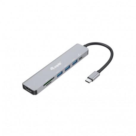 Equip USB-C 7 in 1 Multifunctional Adapter, HDMI 4K/60Hz, USB 3.2 Gen1 x 3 , TF/MICRO SD, 100W USB P