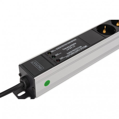 Digitus DN-95438 power distribution unit (PDU) 9 AC outlet(s) 1U Black, Silver
