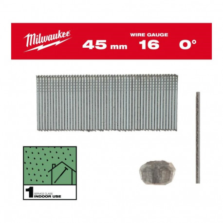 MILWAUKEE PIN STICKS 16G/45mm/0° FOR M18 FN16GS /2500pcs.