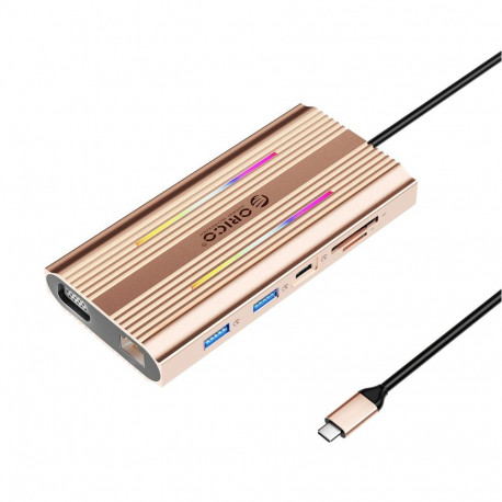 Orico Orico XDR 12in1 RGB USB-C Docking Station USB-A USB-C PD 100W 2x HDMI 4K 60Hz VGA RJ45 Gigabit