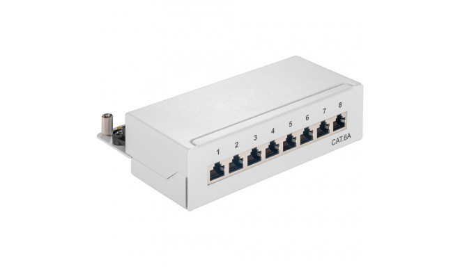 Goobay CAT 6A Mini Desktop Patch Panel, 8 Port (1 HU) grey