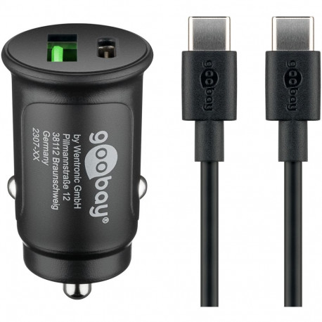 Goobay 27 W kahe USB-pordiga auto kiirlaadimiskomplekt USB-C