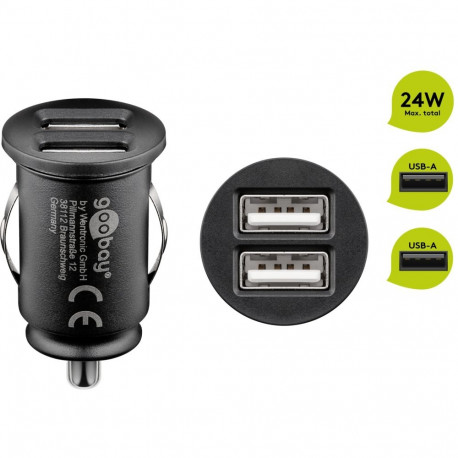 Goobay autolaadija 24W kahe USB-pordiga