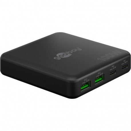 Goobay laualaadija 100W USB-C PD GaN mitme pordiga, must