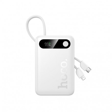 Powerbank 10000 mAh QC PD 2A 22,5W with built-in cables USB C + Lightning Hoco J171 Edge white