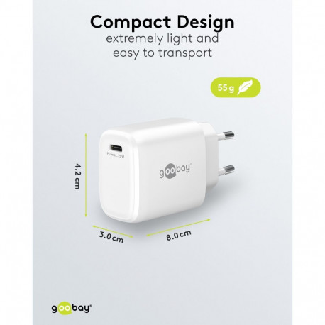 Goobay 25 W USB-C PD GaN valge kiirlaadija