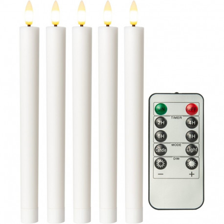 Goobay 5 LED pärisvahast küünalde komplekt, valge, koos kaugjuhtimispuldiga