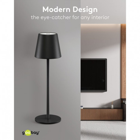 Goobay Wireless LED Table Lamp, Size M, 37 cm, black