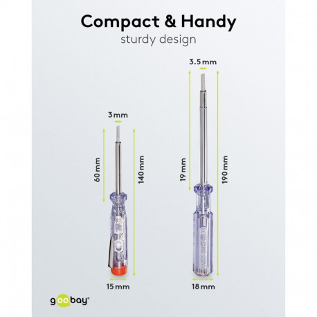 Goobay Voltage Tester, Set of 2, 140 mm and 190 mm