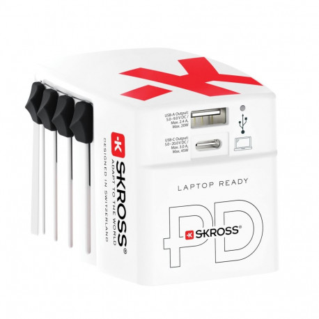 Skross reisadapter World USB laadija AC45PD