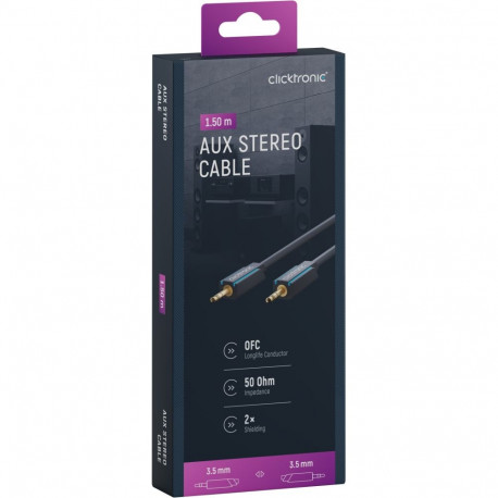 Clicktronic 3.5 mm AUX kaabel, stereo 1,5 m