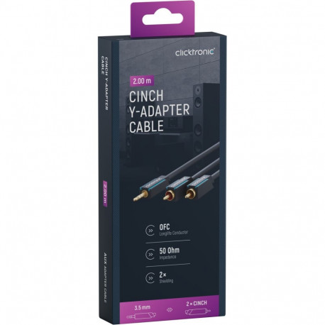 Clicktronic 3.5 mm AUX–RCA adapterkaabel, stereo 2 m