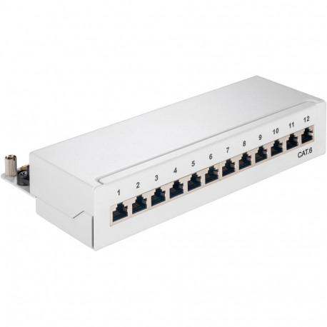 Goobay CAT 6 Mini/Desktop Patch Panel, 12 Port grey