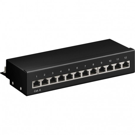 Goobay CAT 6 mini/lauaarvuti patch paneel, 12-porti must