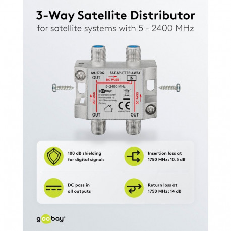 Goobay SAT Distributor, 3-way 3