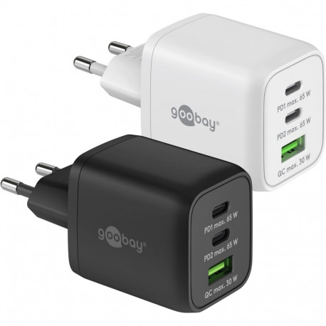 Goobay 65 W USB-C PD GaN mitmepordiline nano-kiirlaadija, must