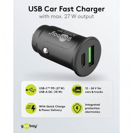 Goobay autolaadija 27W kahe USB-pordiga