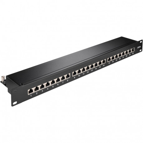 Goobay CAT 6A 19-tolline (48,3 cm) patch-paneel, 24-pordiline (1 U) must