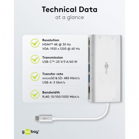 Goobay USB-C premium mitme pordiga adapter