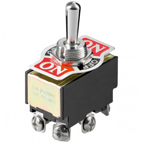 Goobay miniatuurne lüliti, 2x SEES - VÄLJAS - SEES, 6 klemmiga kruviklemmidega