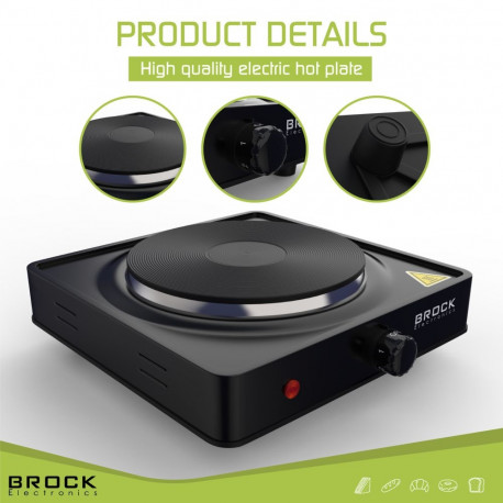 Brock EP 100 BK Single Ring Electric Hob 1500W, Black