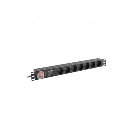 Toitejaotur PDU PRO 19 inch 1U 16A 7X SCHUKO SPD-3MP 2m, must