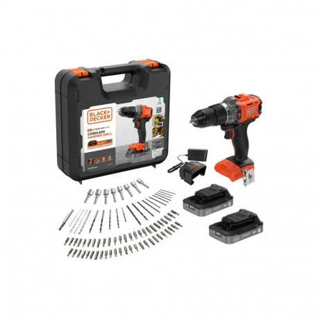 BLACK & DECKER löökpuurtrell BCD383D2XKA-QW 18V, 2 x 18V 2.0Ah akut laadimisoleku indikaatoriga, 1A 