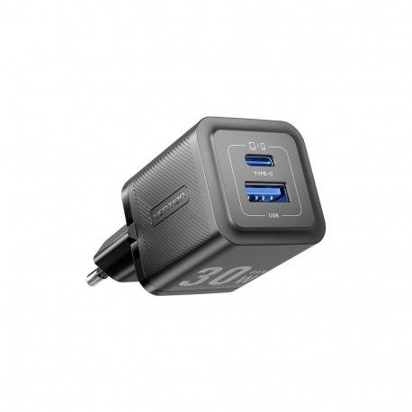 Vention MOBILE CHARGER WALL 30W USB-C/2P BLACK FEQB0-EU