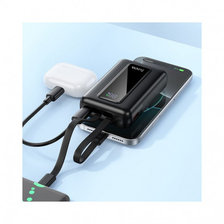 Powerbank 10000 mAh QC PD 22,5W with built-in cables USB C+ Lightning Hoco J162 black